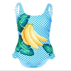 Juicy Couture Pink Label Blue Checkered & Banana One Piece Size Medium